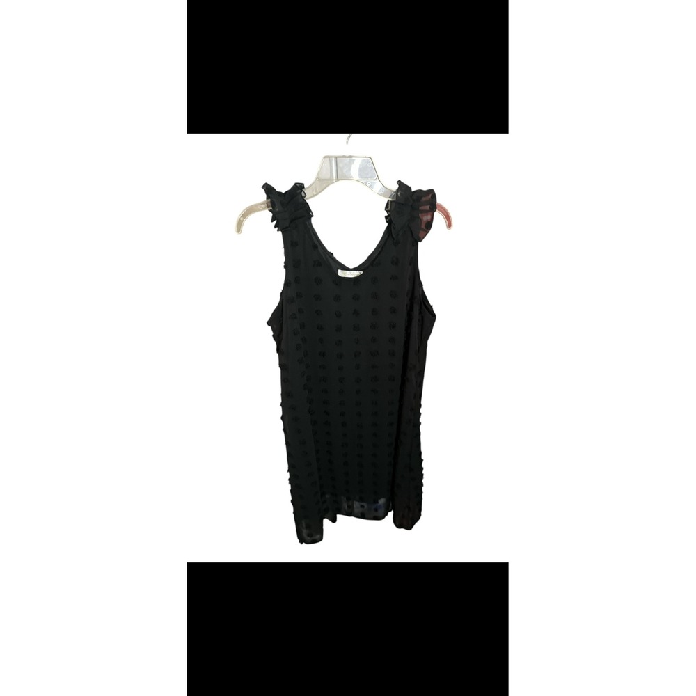 Swiss Dot Mini Dress Kirundo Shoulder V-Neck Sleeveless Blouse Top Small